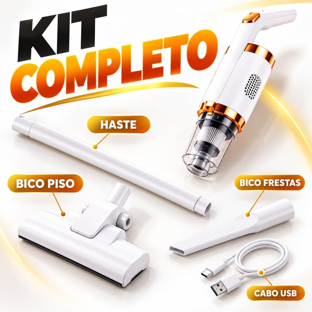 Aspirador De Po Vertical Portatil Sem Fio Recarregavel Casa Carro 2 Em 1 Potente Leve Bateria USB Filtro Lavavel