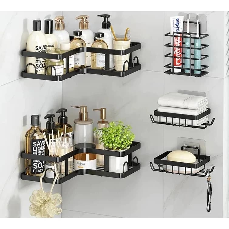 Suporte Organizadores De Metal Rack Para Parede Banheiro Cozinha Prateleira Porta Shampoo