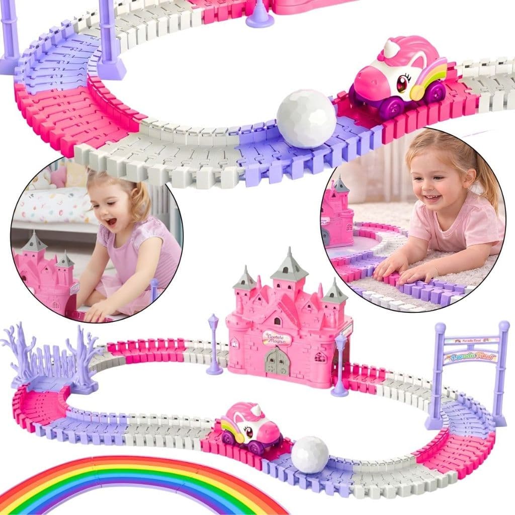 Pista de Carrinho Unicórnio Encantado 129 pçs Menina Brinquedo Infantil Bebê - Pista de brinquedo Unicornio
