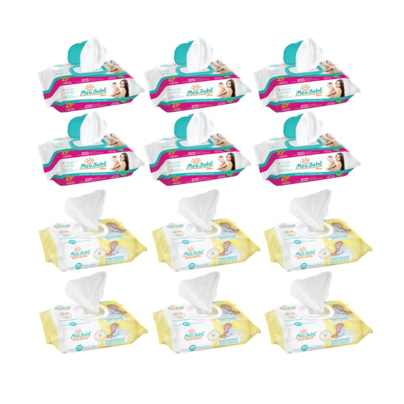 Kit Lenço / Toalha Umedecida Meu Bebê Ultra 600 + Meu Bebê RN 600 – Economia e Proteção Completa