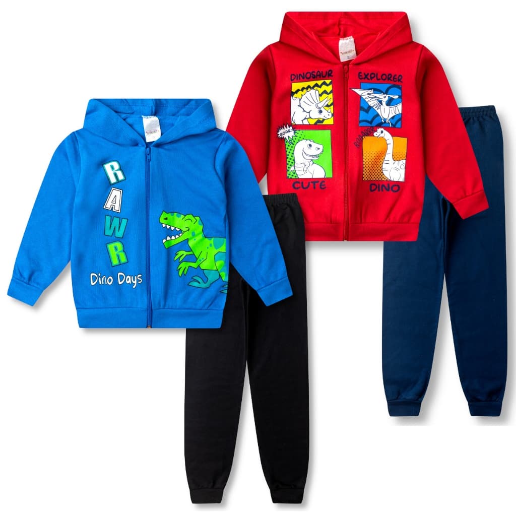 2 Conjuntos de Moletom Infantil Masculino Roupa Inverno Menino 4 Peças - 2 Agasalhos e 2 Calças