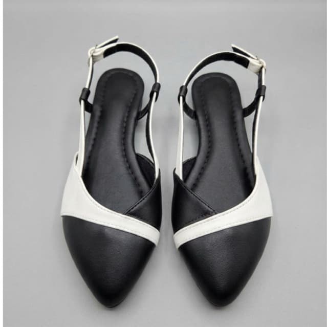 Mule Slingback Feminino Fulleka Shoes Preto Branco Elegante Confortável Sintético confortável Moda