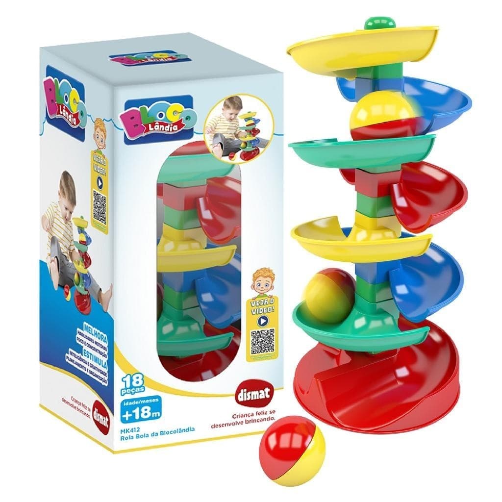 Brinquedo Rola Bola Dismat Auxilia no Desenvolvimento Infantil - educativo le go peças grandes BLOCOS DE MONTAR mk412