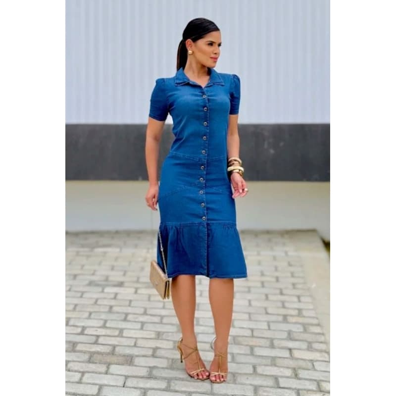 Vestido jeans evangélica vestido jeans feminina vestido jeans com Lycra vestido jeans feminina evangelica