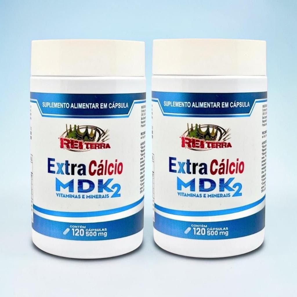 Kit 2 Extra Cálcio Mdk2 Cálcio + Magnésio + Vitamina D3 + Vitamina K2 240 Cápsulas - Rei Terra