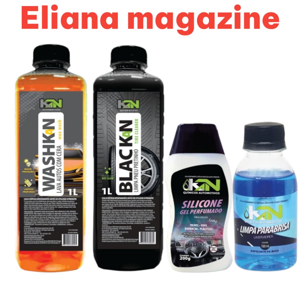 KIT LIMPEZA CARRO SHAMPOO 1 L  PRETINHO 1 L SILICONE PARABRISA
