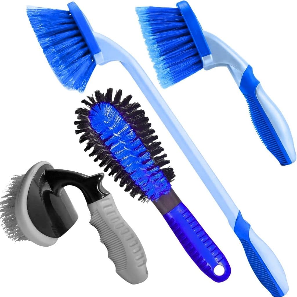 KIT 4 ESCOVA CAIXA DE RODAS LONGA CURTA FURO DE RODA PEPINO LIMPEZA DE PNEU COMPLETO PARA CARRO