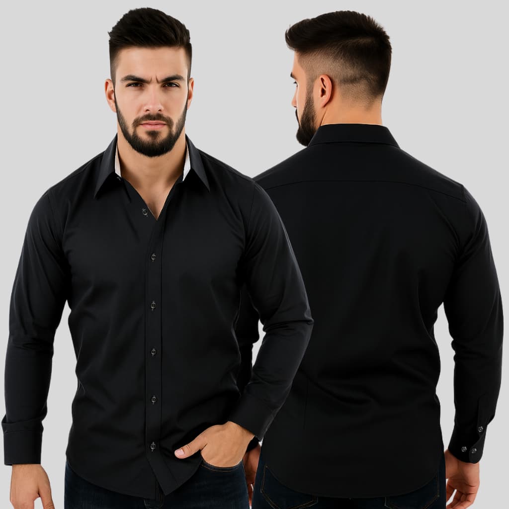 Camisa Social Masculina Slim Fit Manga Longa Tricoline Elegante
