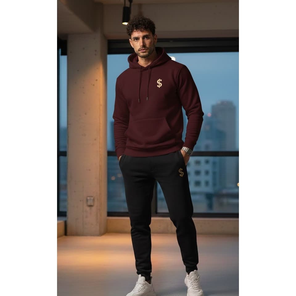Conjunto Moletom Canguru Calça e Blusa Com Capuz Calça Moletom Com Bolso Conjunto para Frio Inverno