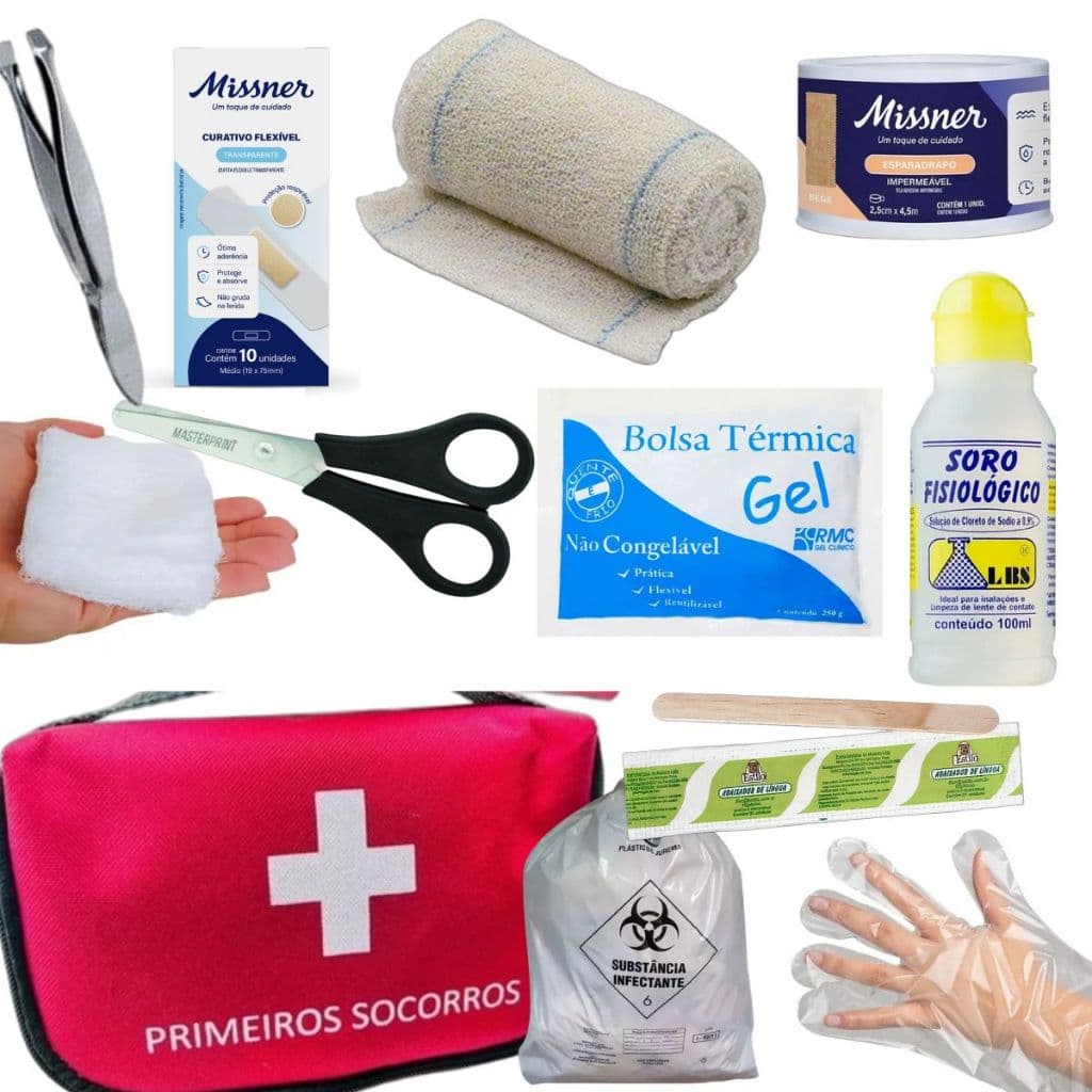 Kit de Primeiros Socorros Médio para Hotel com Bolsa Portátil Prática Carro Casa Empresa