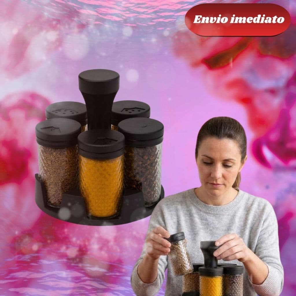 Porta Temperos Profissional Giratório 6 Potes Vidro Tampa Dosadora 85ML por Condimentos para Temperos