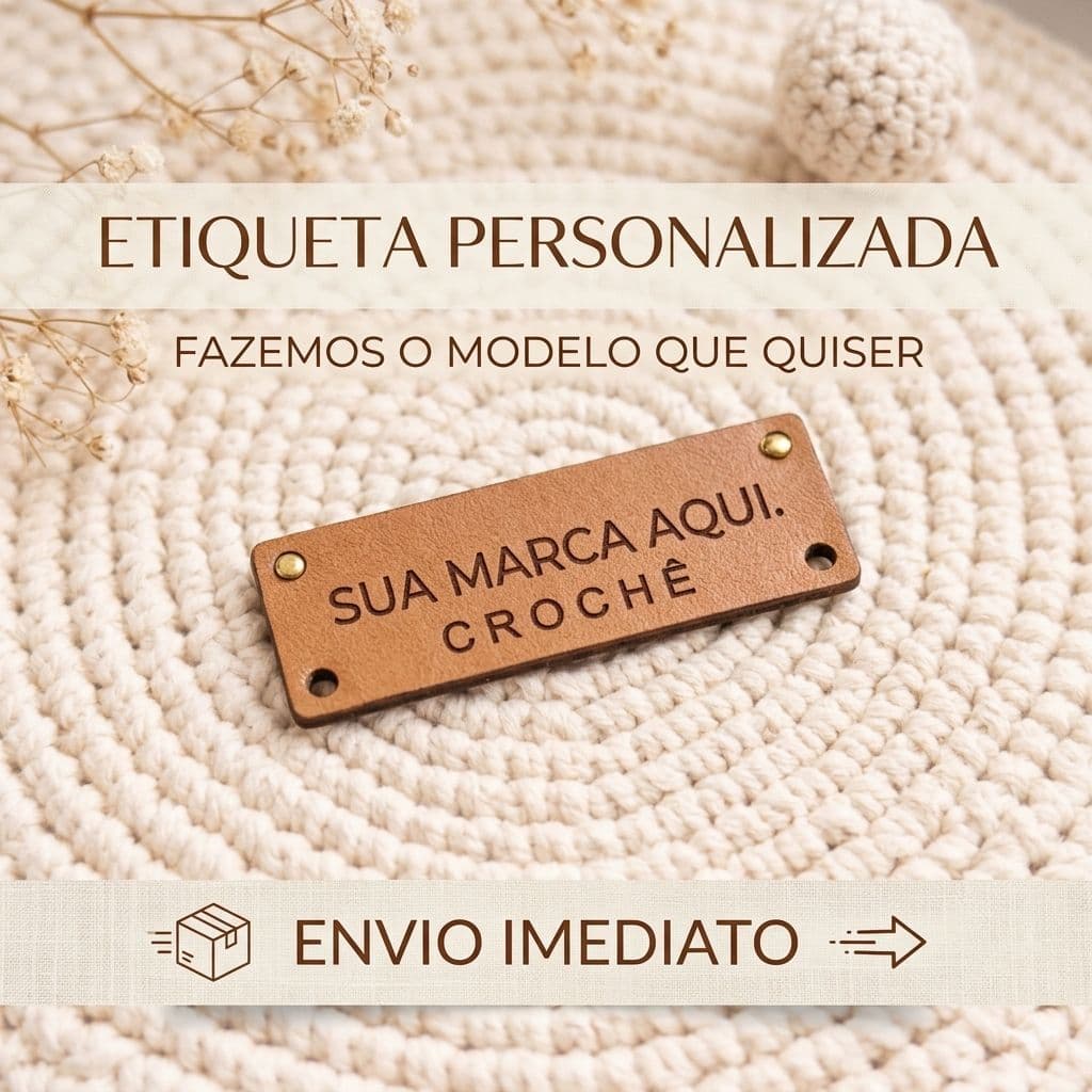 Etiquetas Personalizadas em couro Sintético para Crochê