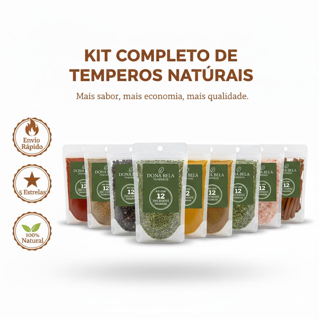 kit 12 TEMPEROS E CONDIMENTOS ESPECIAIS - NATURAIS SEM CONSERVANTES