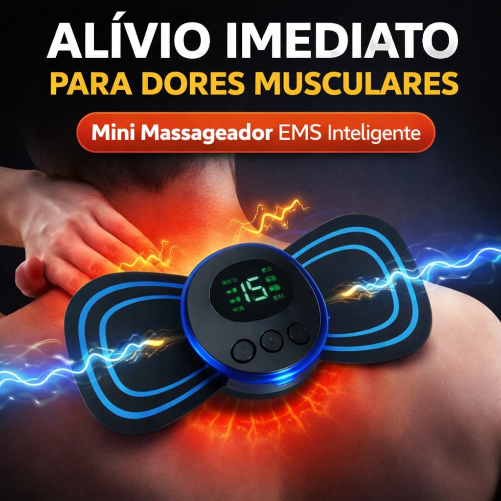 Mini Massageador Elétrico Portátil EMS Recarregável USB Relaxamento Muscular Pescoço Costas Pernas