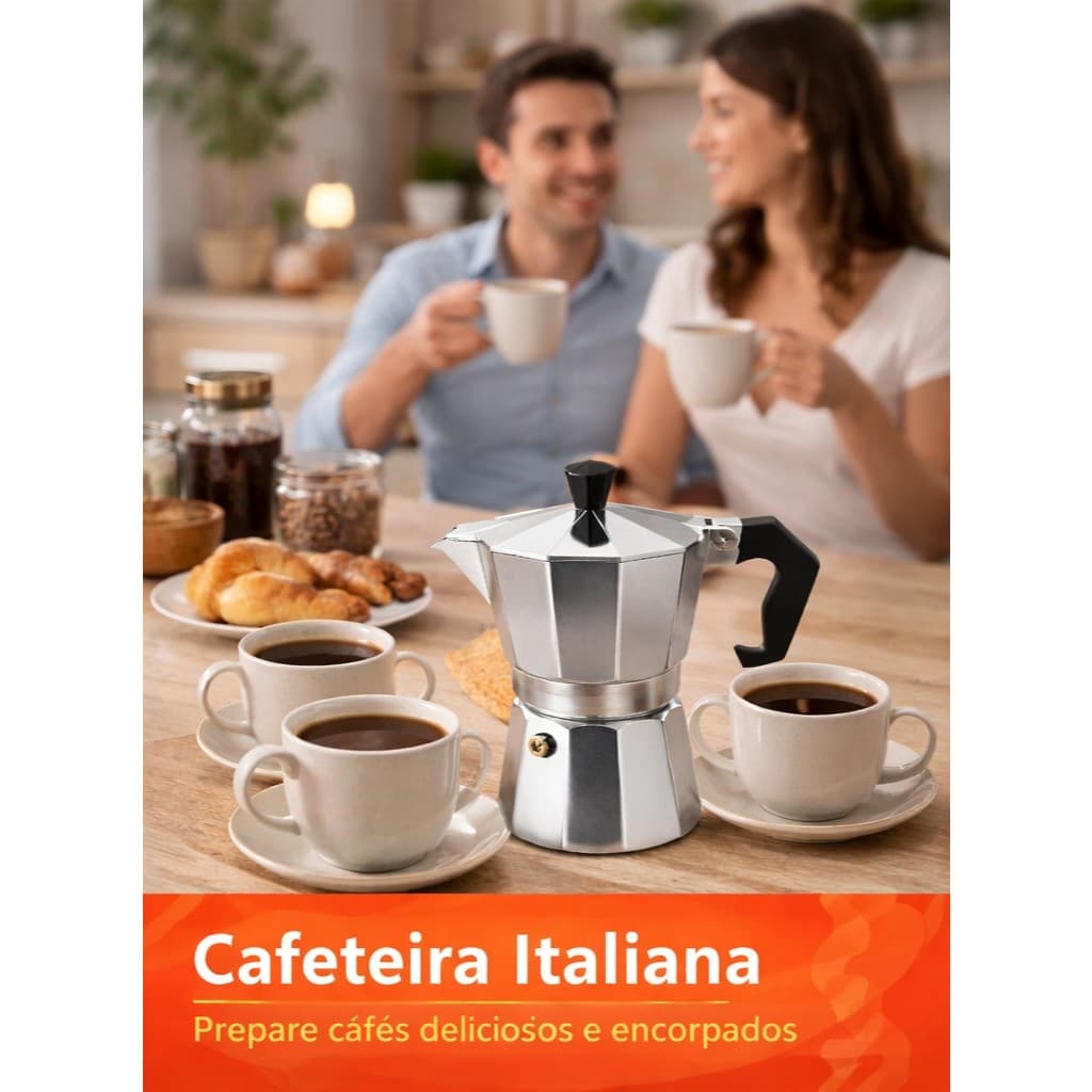 Cafeteira Italiana Inox 3 Xicaras Tipo Moka Cafe Expresso Resistente Fogao