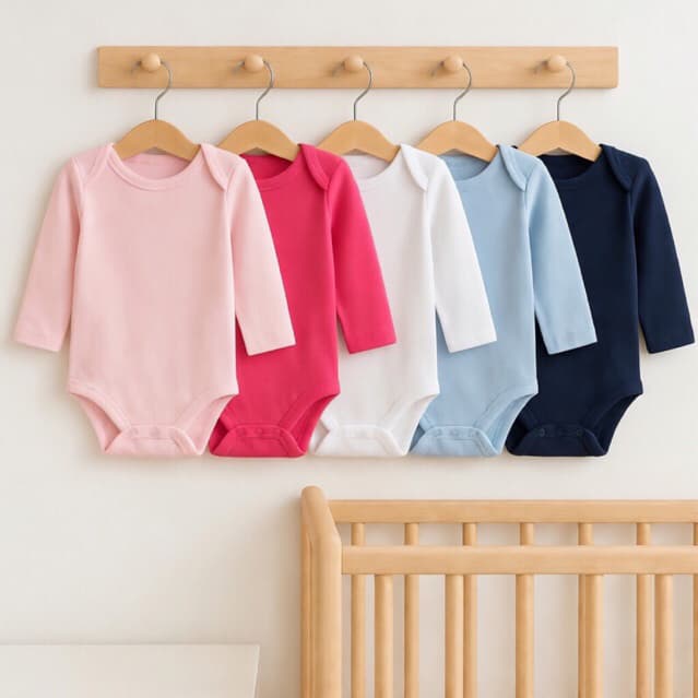 Kit 3 Body Manga Longa Bebê Liso Algodão Algodão Infantil Menino Menina Enxoval Completo Inverno