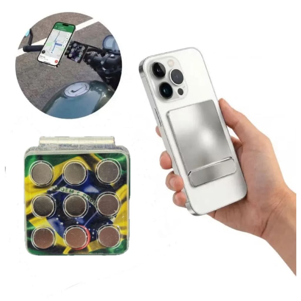 Suporte de Celular Magnético 9 Imã Para Moto Extra Forte