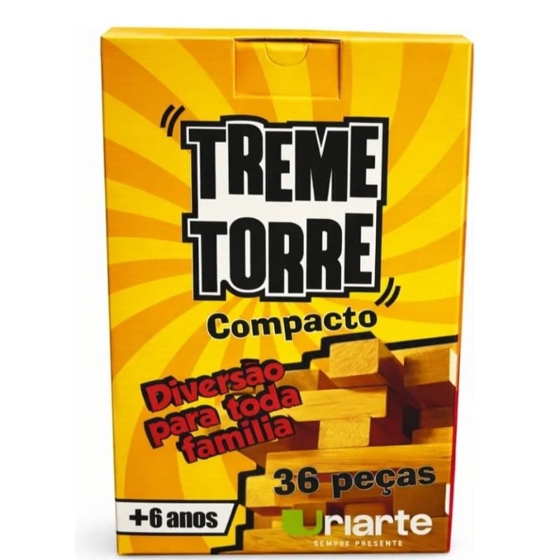 Treme Torre Compacto 36 Peças Jogo de Equilíbrio Madeira Diversão Família Crianças e Adultos