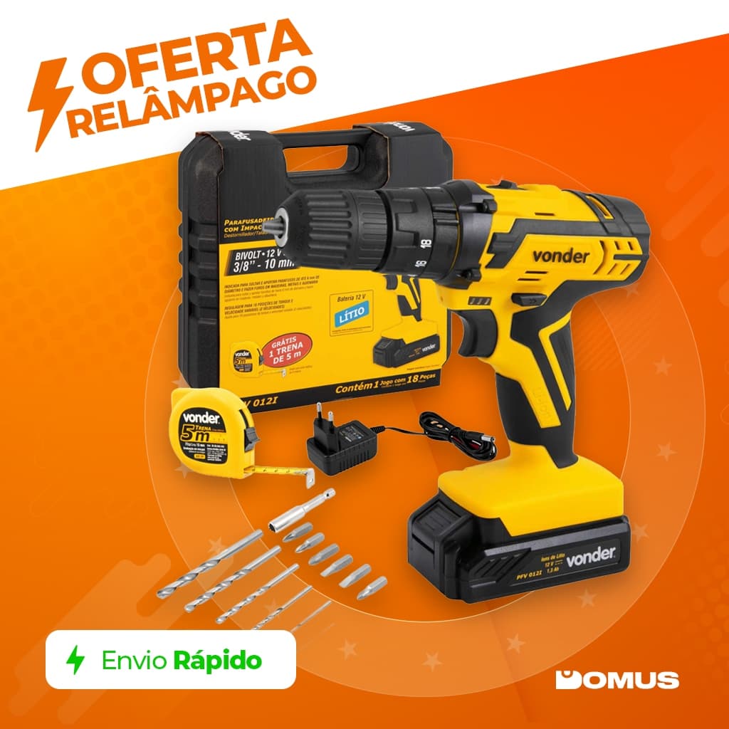 Parafusadeira Furadeira de Impacto Vonder PFV012I 12V Bivolt a Bateria