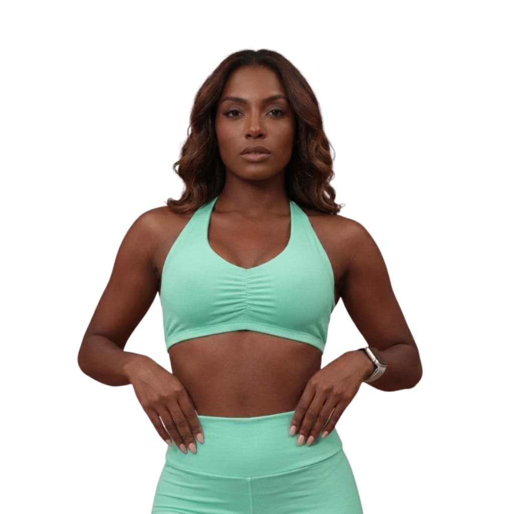 Top Halter Feminino Fitness Frente Unica Suplex Bojo Removìvel Treino Yoga Casual Academia Básico