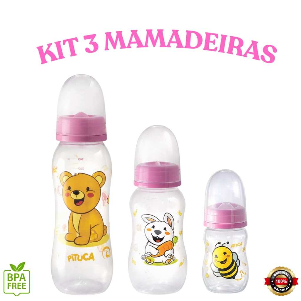Kit Mamadeira Para Bebê 240ml + 150ml + 80ml