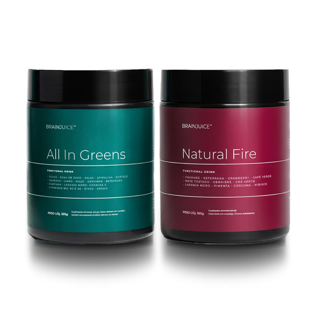 Kit Wellness Pack | Suplemento Alimentar All In Greens + Pré Treino Natural Fire Brainjuice