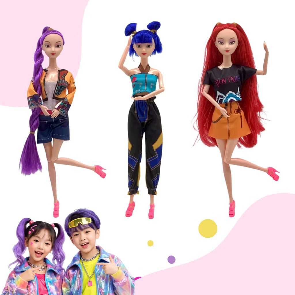 Kit 3 bonecas K Pop Mira, zoey  e Rumi articulada musical envio agora
