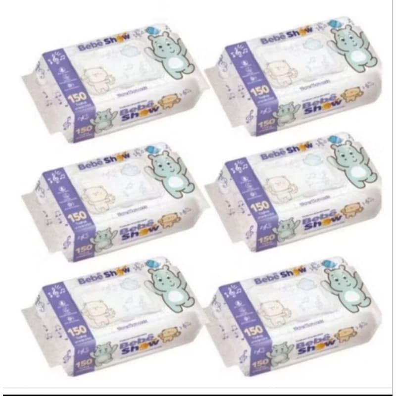Kit 2 Lenço Umedecido Bebê Show 150un Cada Toalhinha Higiênica Bebê
