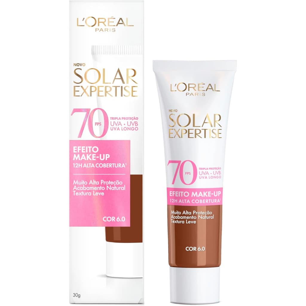 Protetor Solar Facial L’Oréal Paris Solar Expertise Efeito Make Up Com Cor 6.0 FPS70 30g