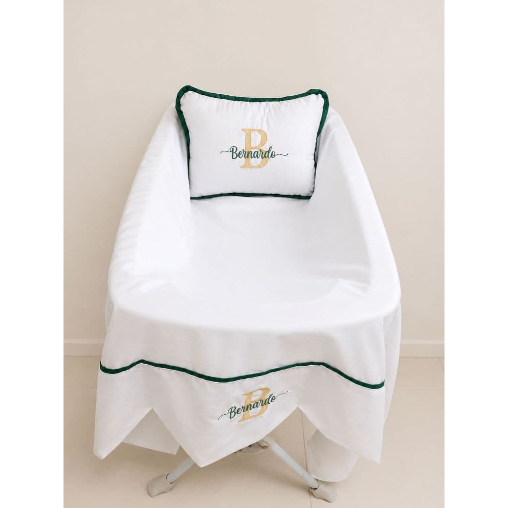 Kit Berçário Personalizado com Nome 2 Peças Toque de Algodão Almofada Cobre-Leito Enxoval Bebê