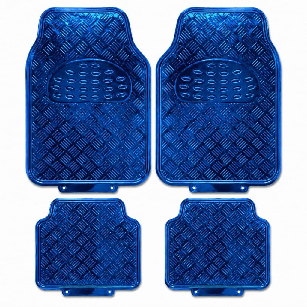 Jogo Tapete Automotivo Universal Azul Metalizado Para Carro– Kit 4 Peças Antiderrapante, Impermeável