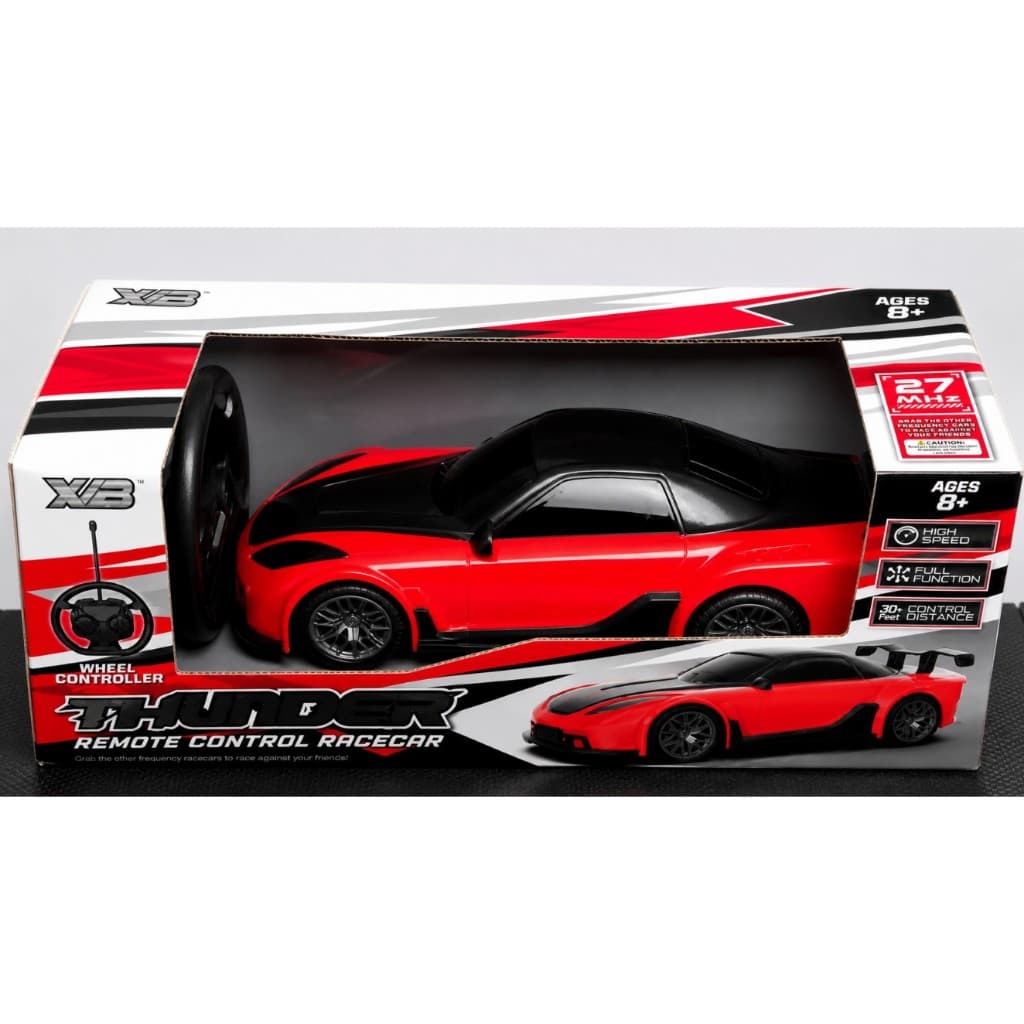 Carrinho Controle Remoto Thunder RC Azul 27MHz Alta Velocidade + Controle Volante