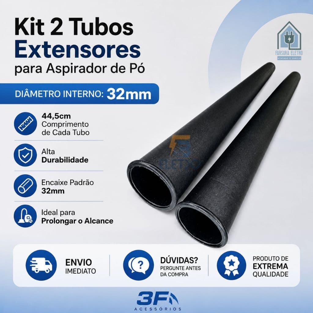 Kit 2 Tubos Extensores para Aspirador de Pó Philco PAS20 PAS10 PAS80 PAS1690 ( NÃO serve Aspirador Vertical)