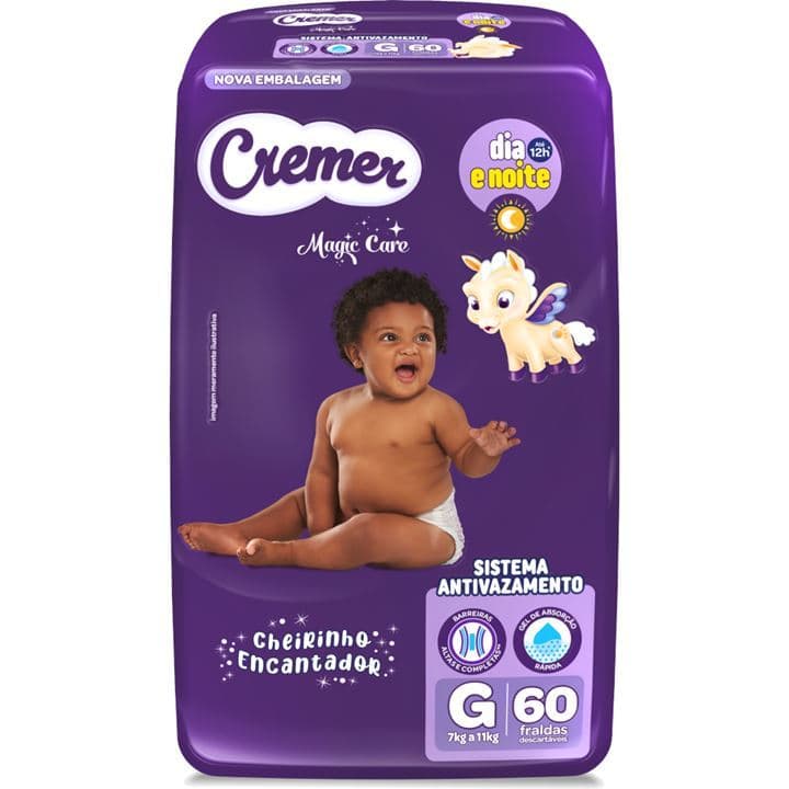 FRALDA CREMER HIPER MAGIC CARE G 60 UNIDADES