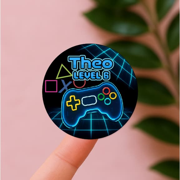 Adesivo Personalizado 5cm Tema Gamer já recortado Papelaria Festa Aniversário controle vídeo game