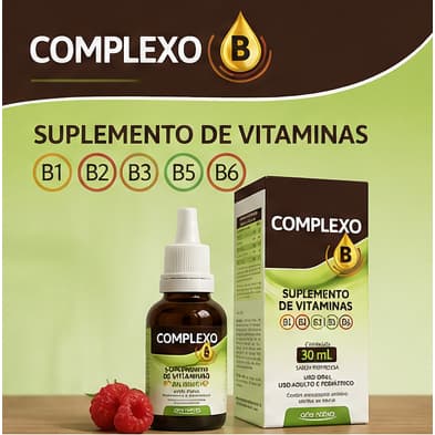 Suplemento de Vitaminas Complexo B 30ml Energia Metabolismo e Rotina