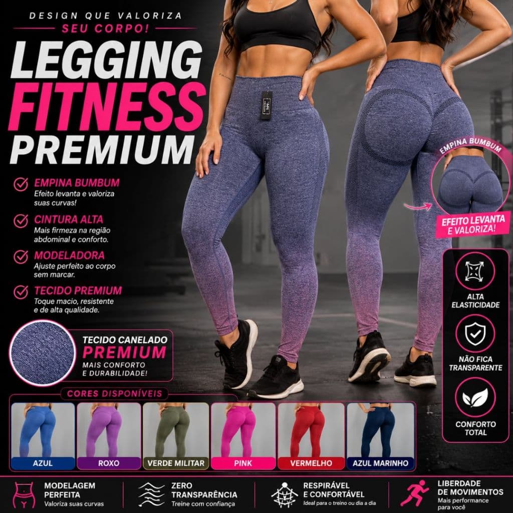 Calça Legging Degradê Feminina Cintura Alta Anti Transparência Fitness Academia Yoga Levanta Bumbum