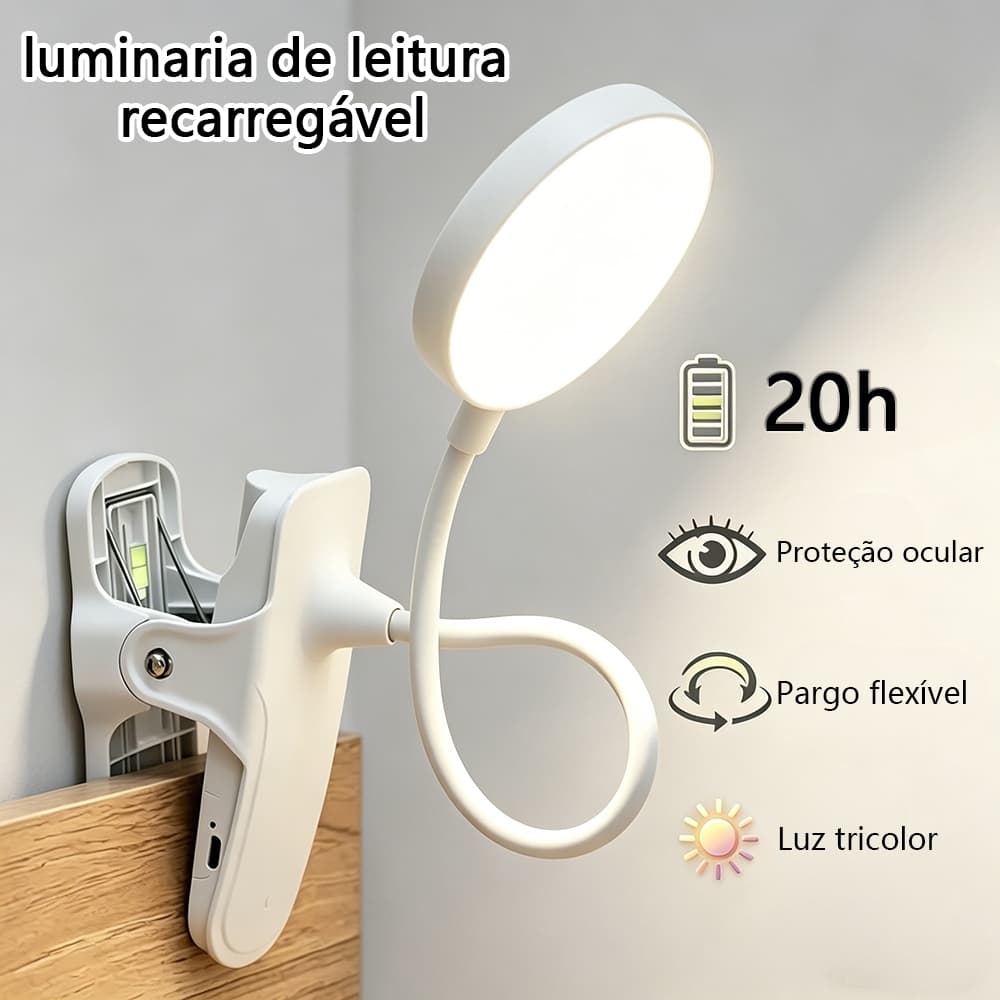 Luminaria Mesa Touch LED 3 Funçoes Aticulada Abajur Escritorio Leitura Sem Fio Dobrável Portátil