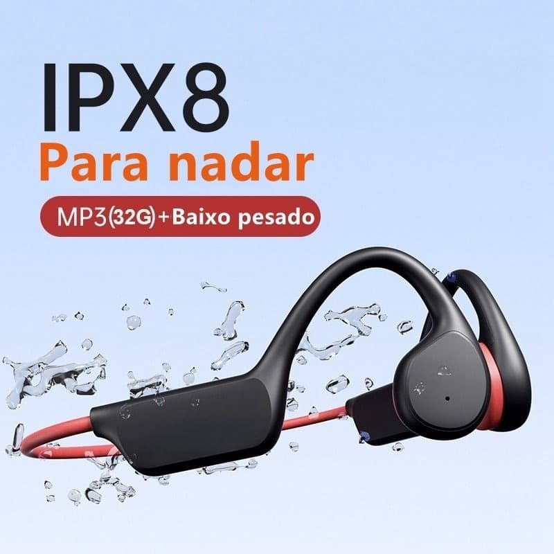 Fones de ouvido de condução óssea à prova d'água IPX8 X7 Bluetooth 32 GB MP3 Esportes de natação Fone de ouvido sem fio