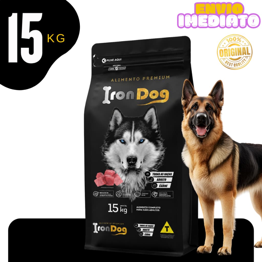 Ração p/ cães adultos Sabor carne 15KG Ração de cachorro- Envio Imediato