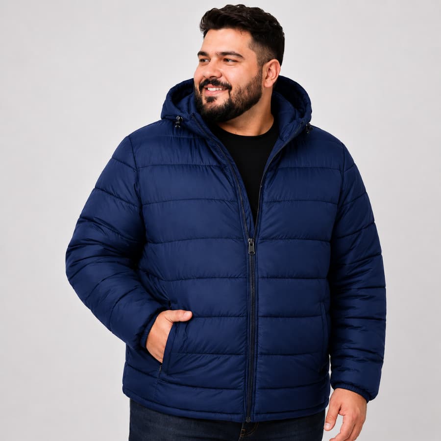 Jaquetas Bobojaco Masculina Plus Size Inverno Lançamento Nylon Puffer Capuz  Removivel