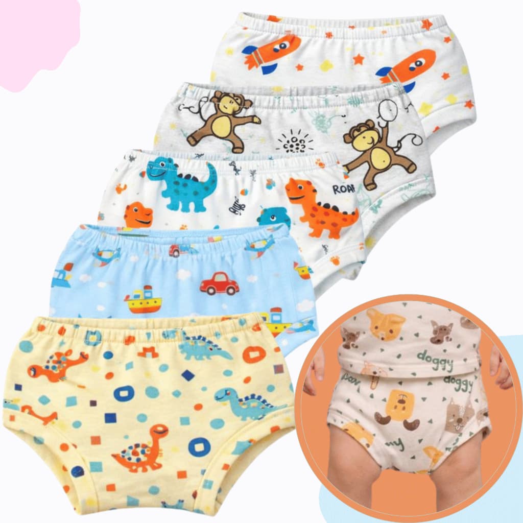 Kit 5 Tapa Fraldas Cueca Calcinha Infantil Bebe Bermuda Bebê Menino Menina Verão