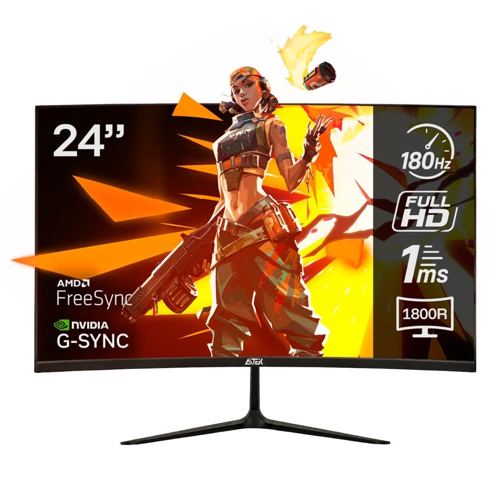 Monitor Gamer Curvo 23,8" Full HD 180Hz 1ms VA com FreeSync e G-Sync HDMI/DisplayPort Alto-falante