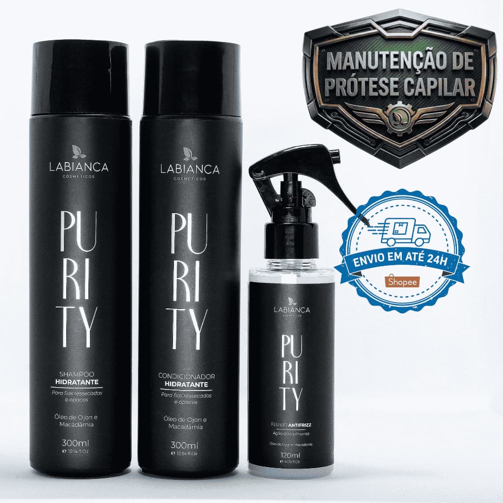 Manutenção de Prótese Capilar - Kit Intermediário- Shampoo, Condicionador e Protetor Térmico