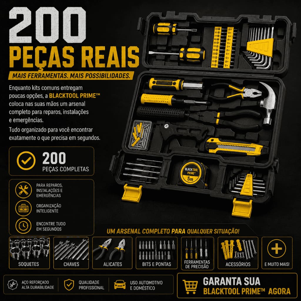 Kit Ferramentas Completo Maleta Organizador 200 Pecas Profissional Manual Automotiva