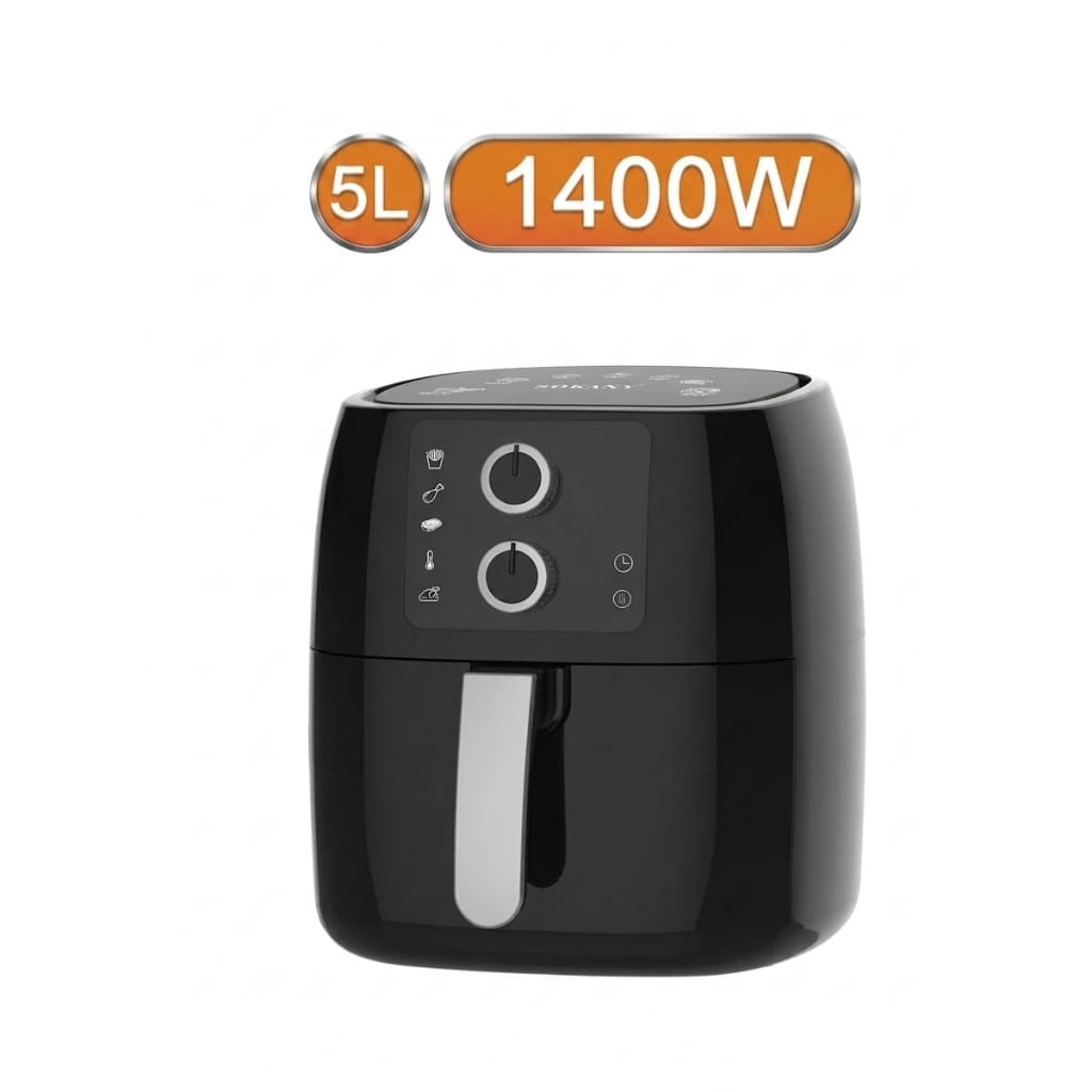 Fritadeira Elétrica Sem Oleo Air Fryer 5L Grande Potente Cor Preta 110V Antiaderente