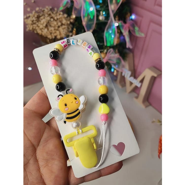 Prendedor de chupeta Abelha infantil, prendedor de bico para bebês abelhinha ,chupeta para crianças abelha