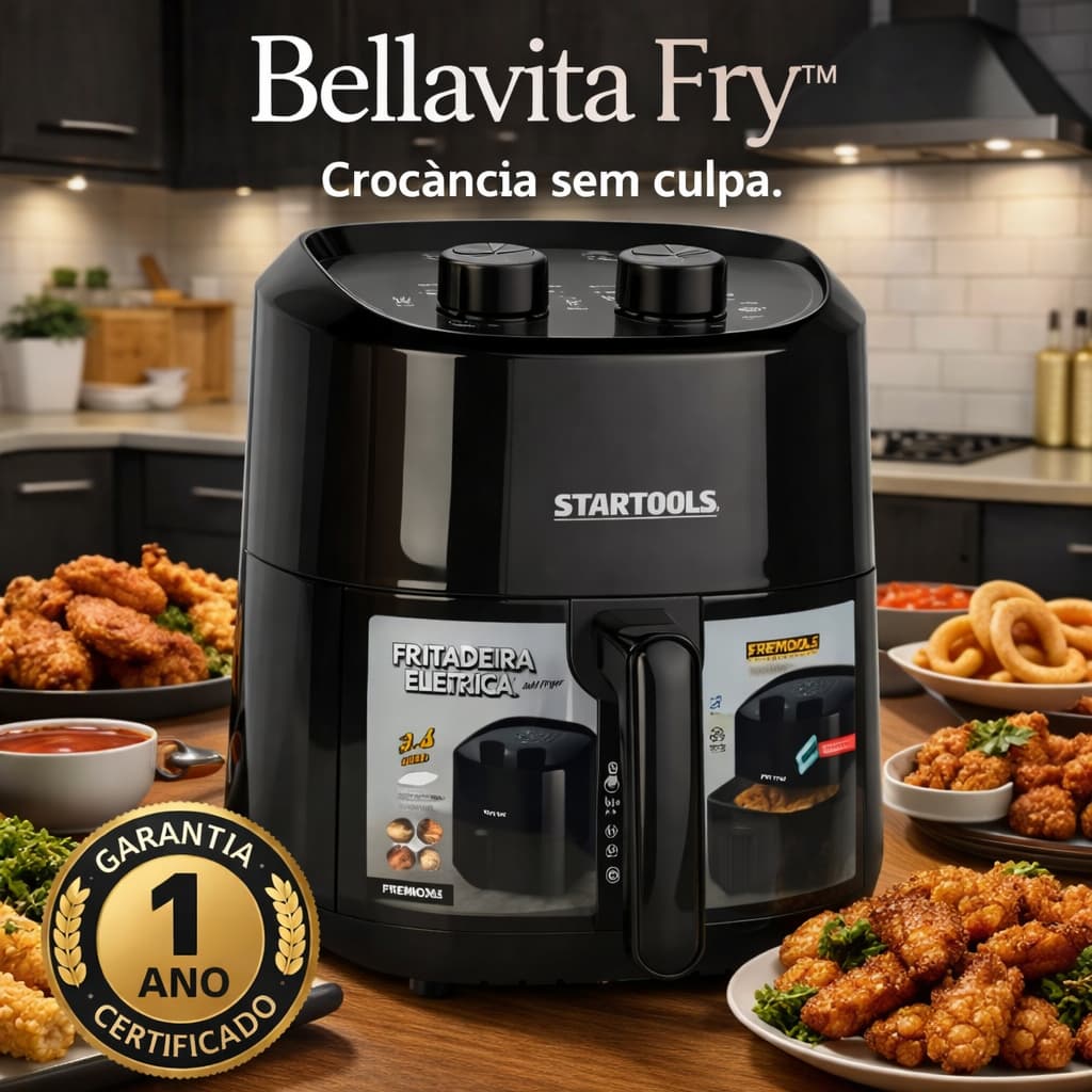 Air Fryer Bellavita Fry 3,4L 1200W Sem Óleo Digital Fritadeira Elétrica Grande Fácil Limp 220V