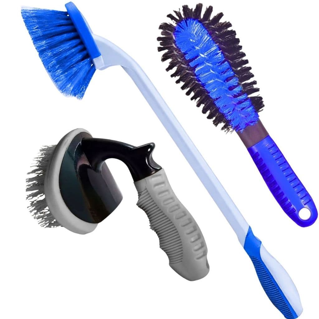 KIT 3 ESCOVAS FURO DE RODA TIPO PEPINO CAIXA DE RODA LONGA GIGANTE RESISTENTE LIMPEZA DE PNEU CARRO