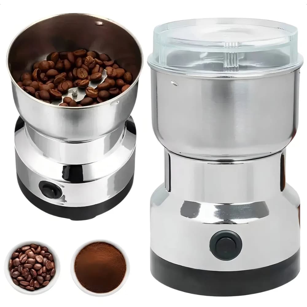 Moedor de Café e Grãos Elétrico 110 ou 220 V em Aço Inox Triturador Potente Multiuso 150W